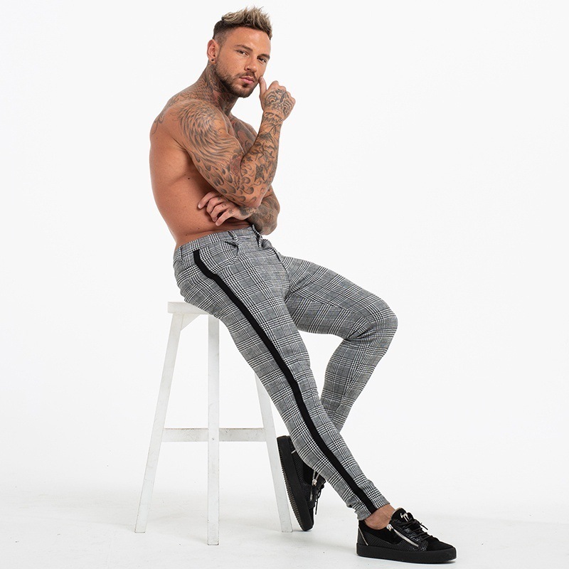 S-2XL Plaid Print Stripe Patchwork Men Pants