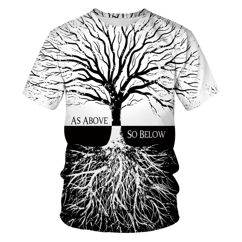 Men Fashion Creative 3d Landscape Photography Printing Round Neck Short Sleeve Loose T-Shirt