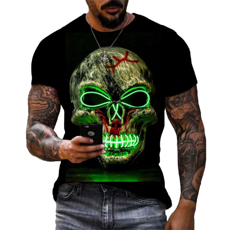 Men Fashion Retro 3D Printing Large Size Loose Short-Sleeved T-Shirt