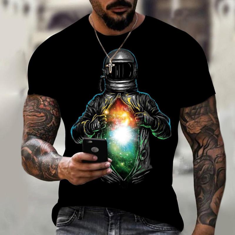 Men Fashion Round Neck Short Sleeve 3d Digital Printing Large Size Loose T-Shirt