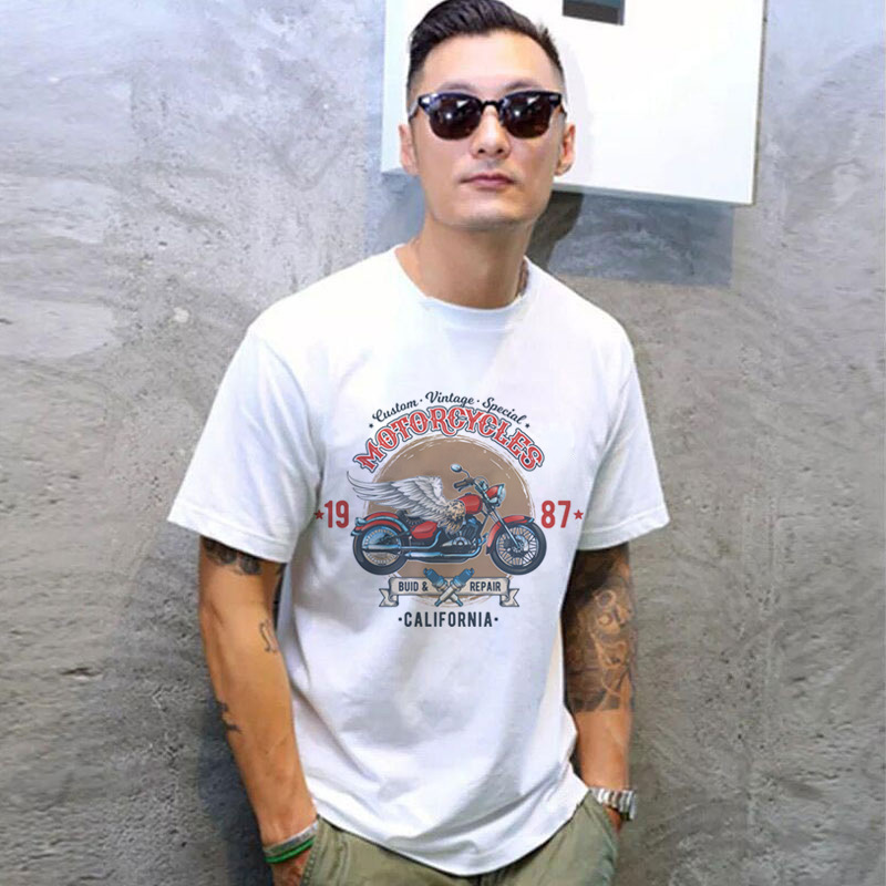 Men Casual Round Neck Short-Sleeved Printed Short-Sleeved Large Size Loose T-Shirt