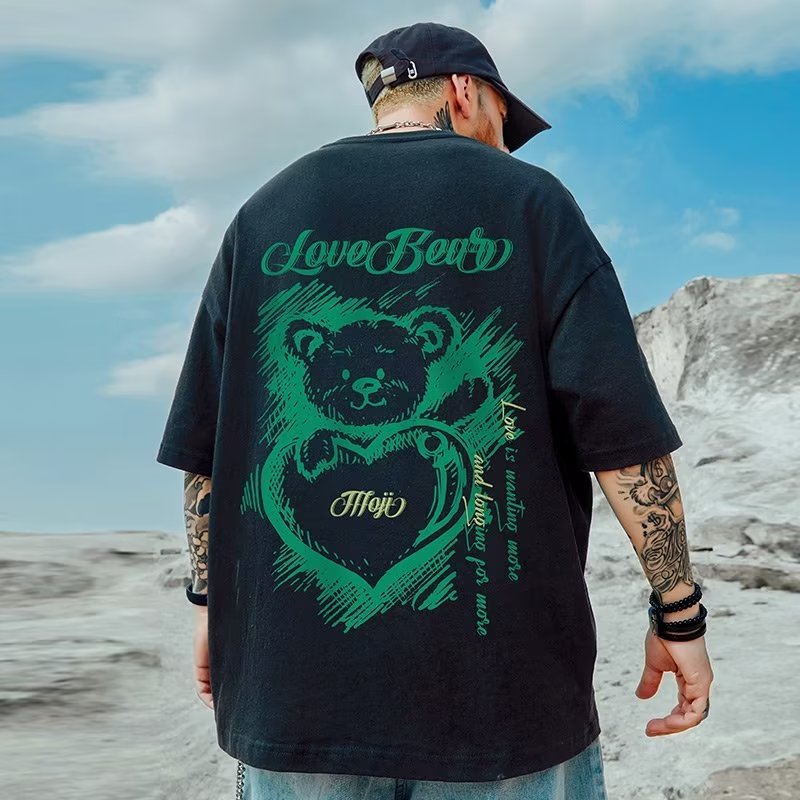Men Casual Large Size Round Neck Short Sleeve Printed T-Shirt