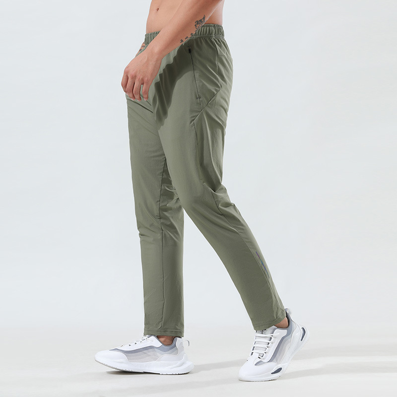 Men Casual Solid Color Quick-Drying Large Size Loose Sports Trousers