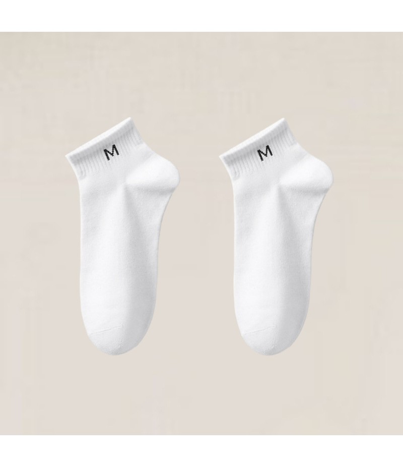 Men Spring And Summer Casual Sports Letter Solid Color Ankle Socks